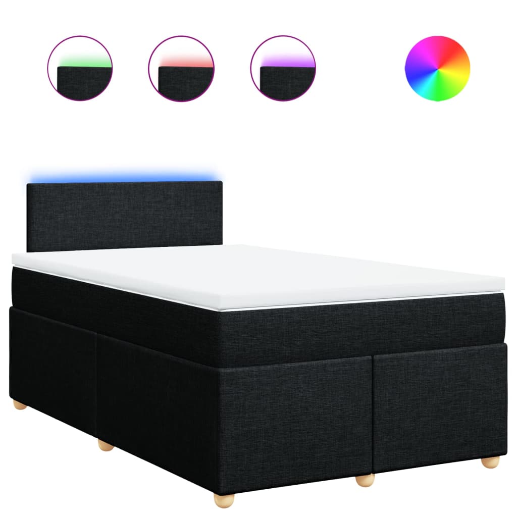 Κρεβάτι Boxspring με Στρώμα Μαύρο 120x200 εκ. Υφασμάτινο - Pakobazaar