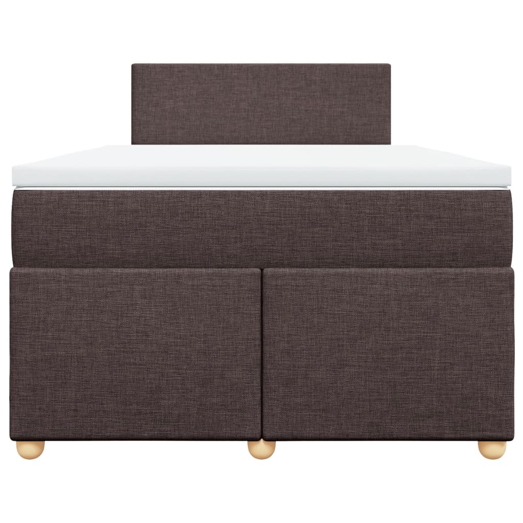 Κρεβάτι Boxspring με Στρώμα Σκούρο Καφέ 120x200 εκ. Υφασμάτινο - Pakobazaar