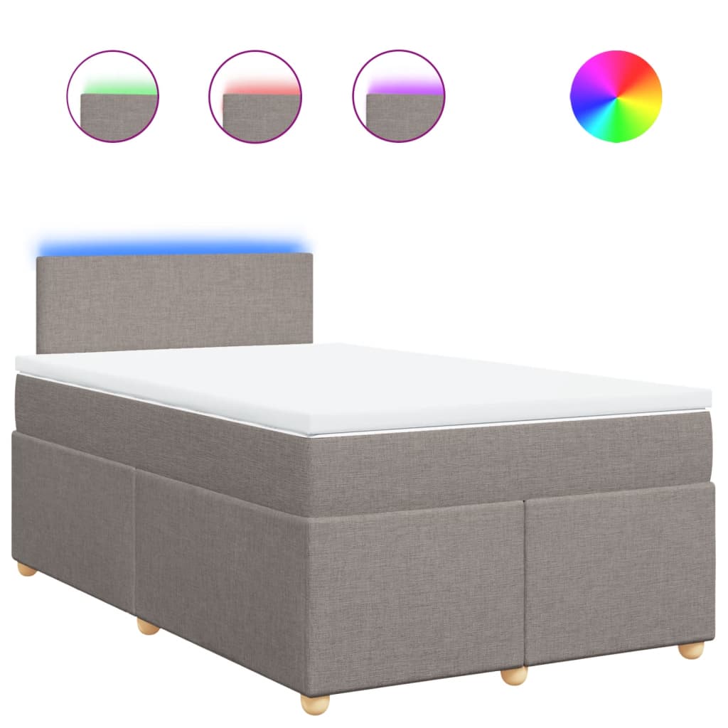 Κρεβάτι Boxspring με Στρώμα Taupe 120x200 εκ. Υφασμάτινο - Pakobazaar