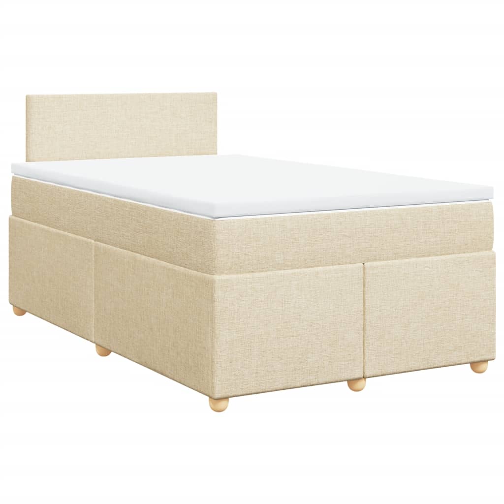 Κρεβάτι Boxspring με Στρώμα Κρεμ 120x200 εκ. Υφασμάτινο - Pakobazaar