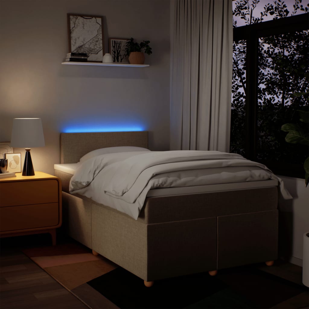 Κρεβάτι Boxspring με Στρώμα Κρεμ 120x200 εκ. Υφασμάτινο - Pakobazaar