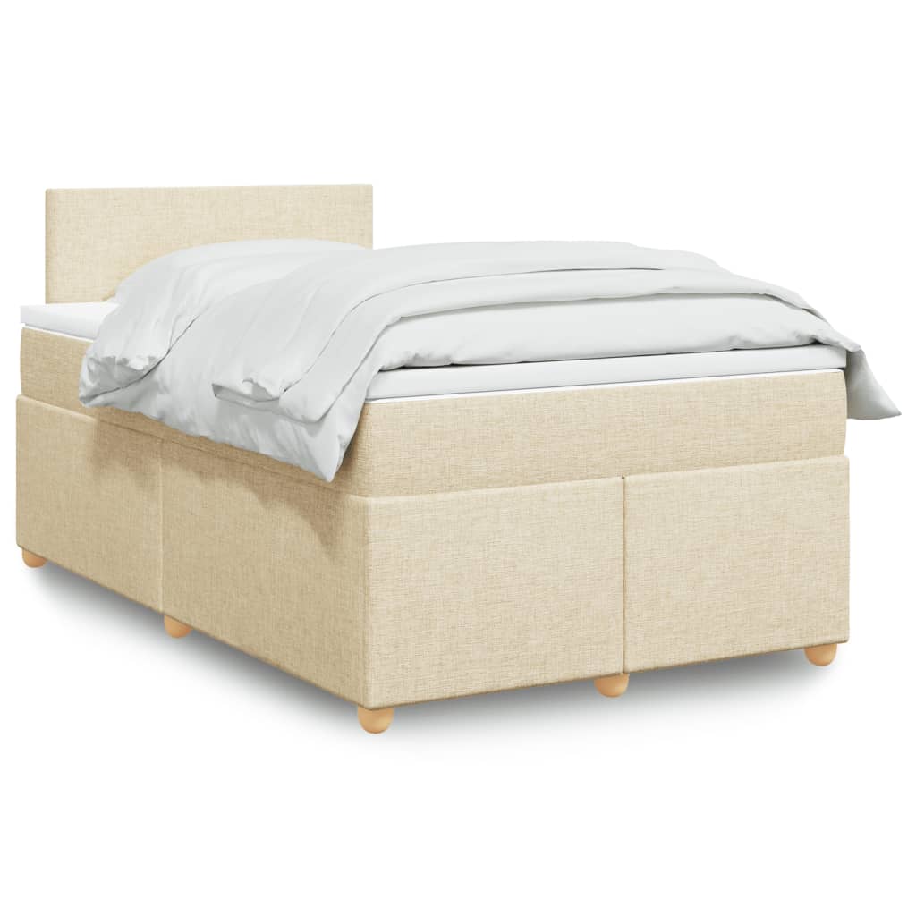 Κρεβάτι Boxspring με Στρώμα Κρεμ 120x200 εκ. Υφασμάτινο - Pakobazaar