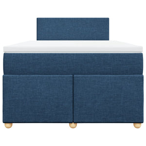 Κρεβάτι Boxspring με Στρώμα Μπλε 120x200 εκ. Υφασμάτινο - Pakobazaar