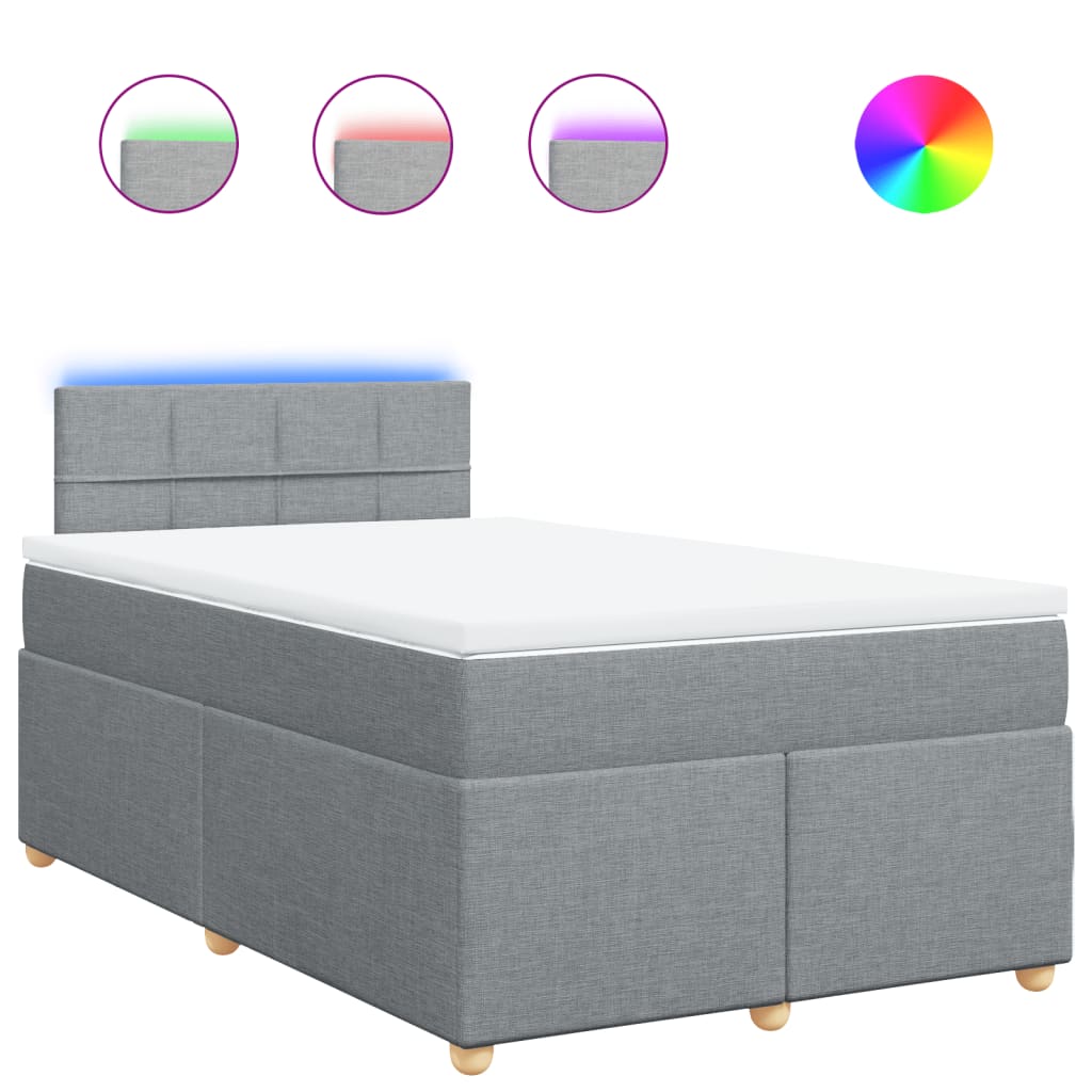 Κρεβάτι Boxspring με Στρώμα Ανοιχτό Γκρι 120x200 εκ. Υφασμάτινο - Pakobazaar