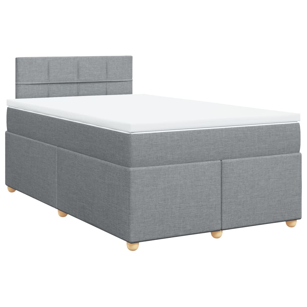 Κρεβάτι Boxspring με Στρώμα Ανοιχτό Γκρι 120x200 εκ. Υφασμάτινο - Pakobazaar