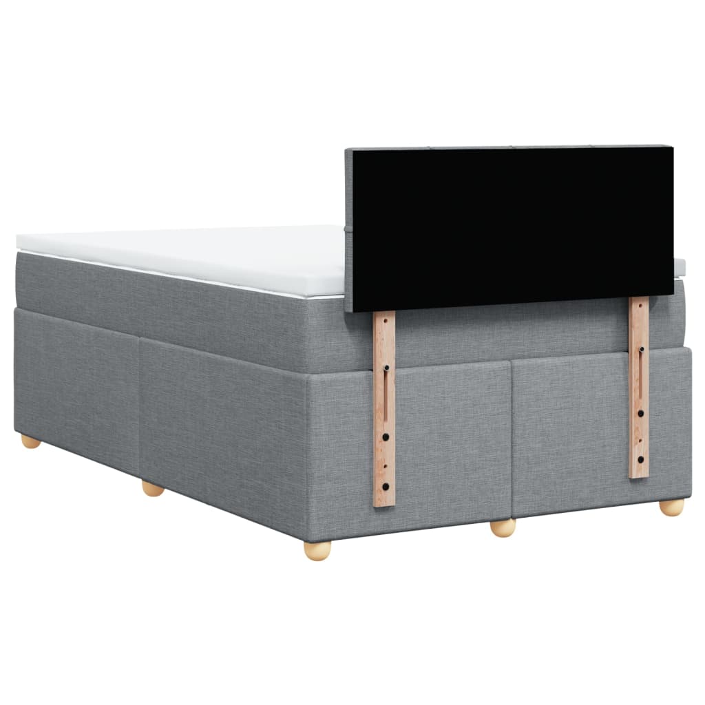 Κρεβάτι Boxspring με Στρώμα Ανοιχτό Γκρι 120x200 εκ. Υφασμάτινο - Pakobazaar