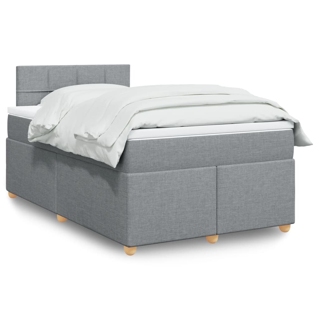 Κρεβάτι Boxspring με Στρώμα Ανοιχτό Γκρι 120x200 εκ. Υφασμάτινο - Pakobazaar
