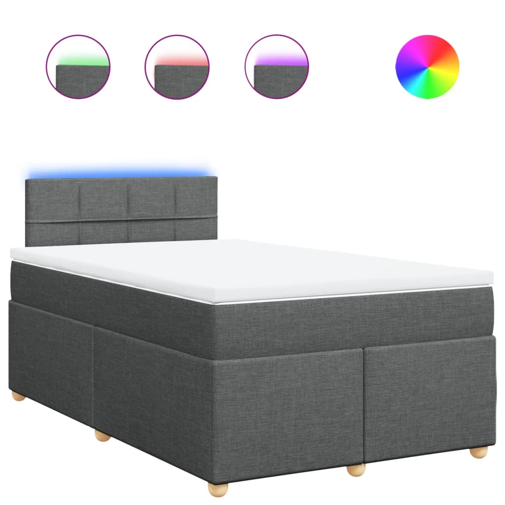 Κρεβάτι Boxspring με Στρώμα Σκούρο Γκρι 120x200 εκ. Υφασμάτινο - Pakobazaar