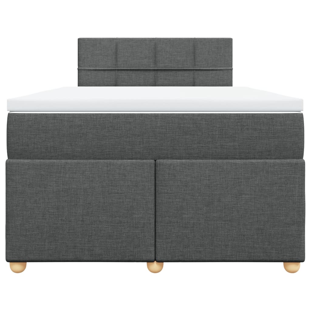Κρεβάτι Boxspring με Στρώμα Σκούρο Γκρι 120x200 εκ. Υφασμάτινο - Pakobazaar