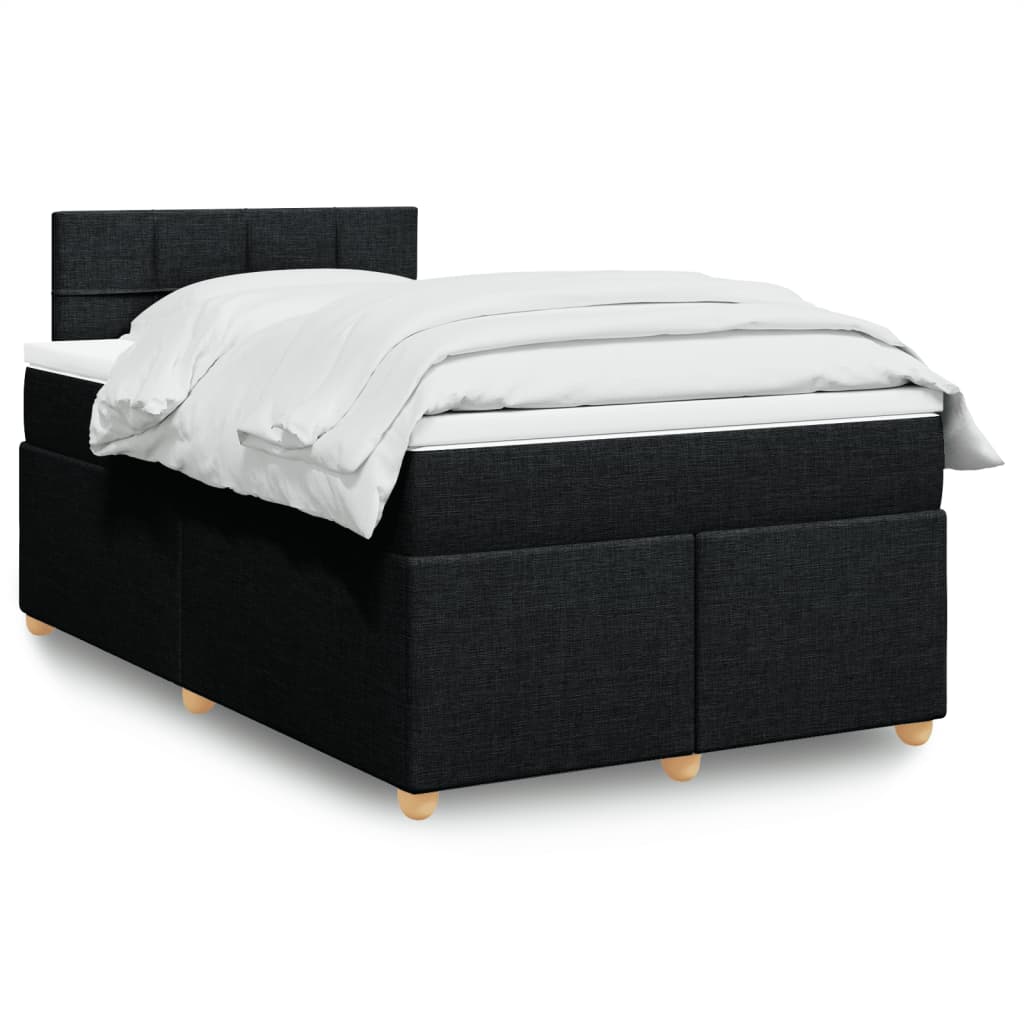Κρεβάτι Boxspring με Στρώμα Μαύρο 120x200 εκ. Υφασμάτινο - Pakobazaar