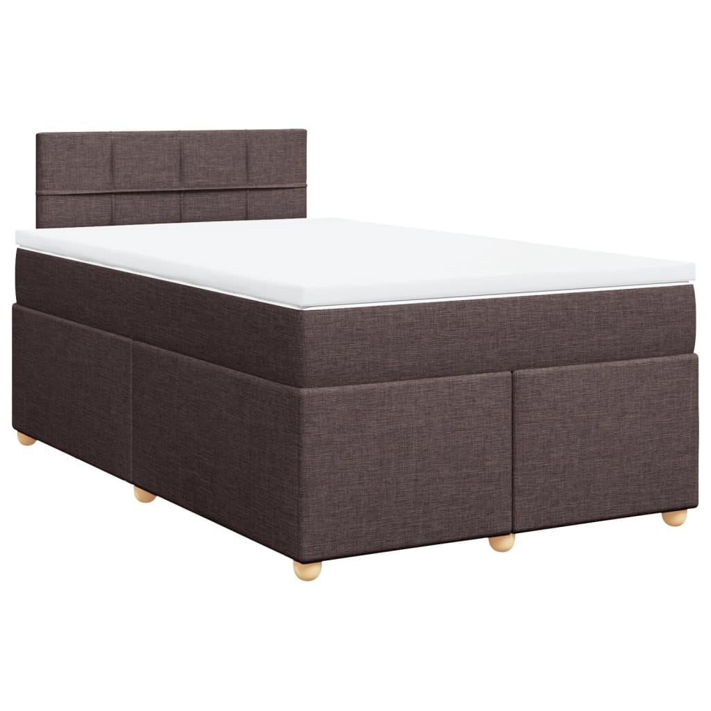 Κρεβάτι Boxspring με Στρώμα Σκούρο Καφέ 120x200 εκ. Υφασμάτινο - Pakobazaar