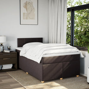 Κρεβάτι Boxspring με Στρώμα Σκούρο Καφέ 120x200 εκ. Υφασμάτινο - Pakobazaar