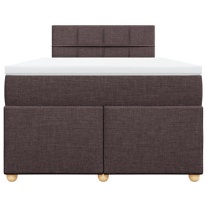 Κρεβάτι Boxspring με Στρώμα Σκούρο Καφέ 120x200 εκ. Υφασμάτινο - Pakobazaar