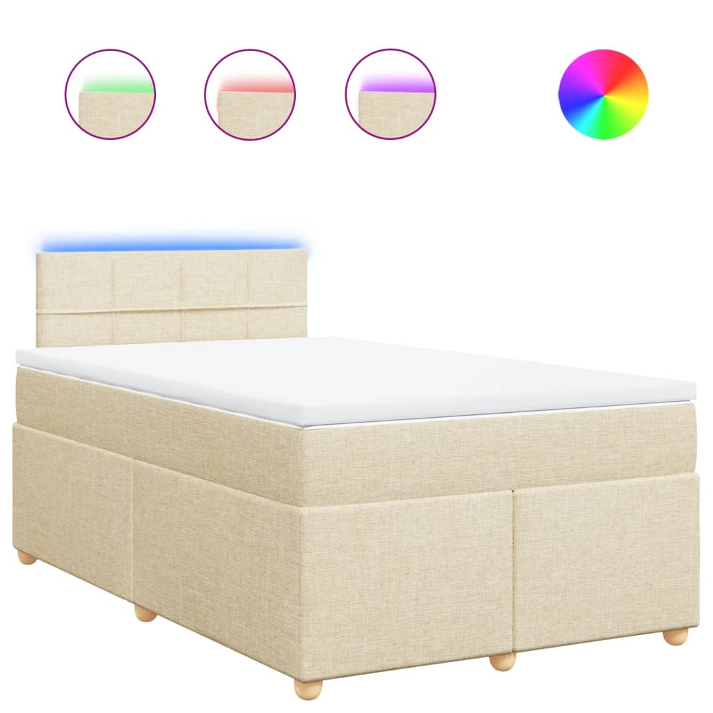 Κρεβάτι Boxspring με Στρώμα Κρεμ 120x200 εκ. Υφασμάτινο - Pakobazaar