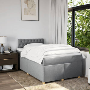 Κρεβάτι Boxspring με Στρώμα Ανοιχτό Γκρι 120x200 εκ. Υφασμάτινο - Pakobazaar