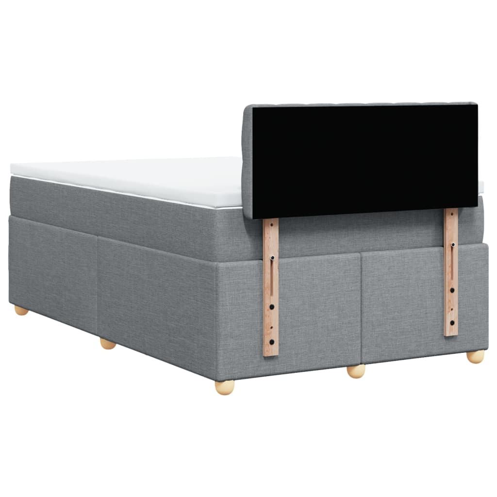 Κρεβάτι Boxspring με Στρώμα Ανοιχτό Γκρι 120x200 εκ. Υφασμάτινο - Pakobazaar