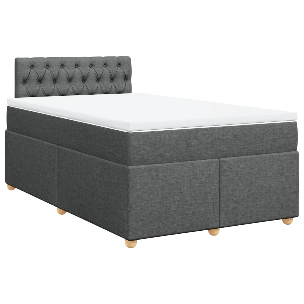 Κρεβάτι Boxspring με Στρώμα Σκούρο Γκρι 120x200 εκ. Υφασμάτινο - Pakobazaar