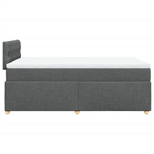 Κρεβάτι Boxspring με Στρώμα Σκούρο Γκρι 120x200 εκ. Υφασμάτινο - Pakobazaar