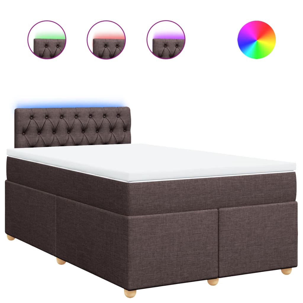 Κρεβάτι Boxspring με Στρώμα Σκούρο Καφέ 120x200 εκ. Υφασμάτινο - Pakobazaar