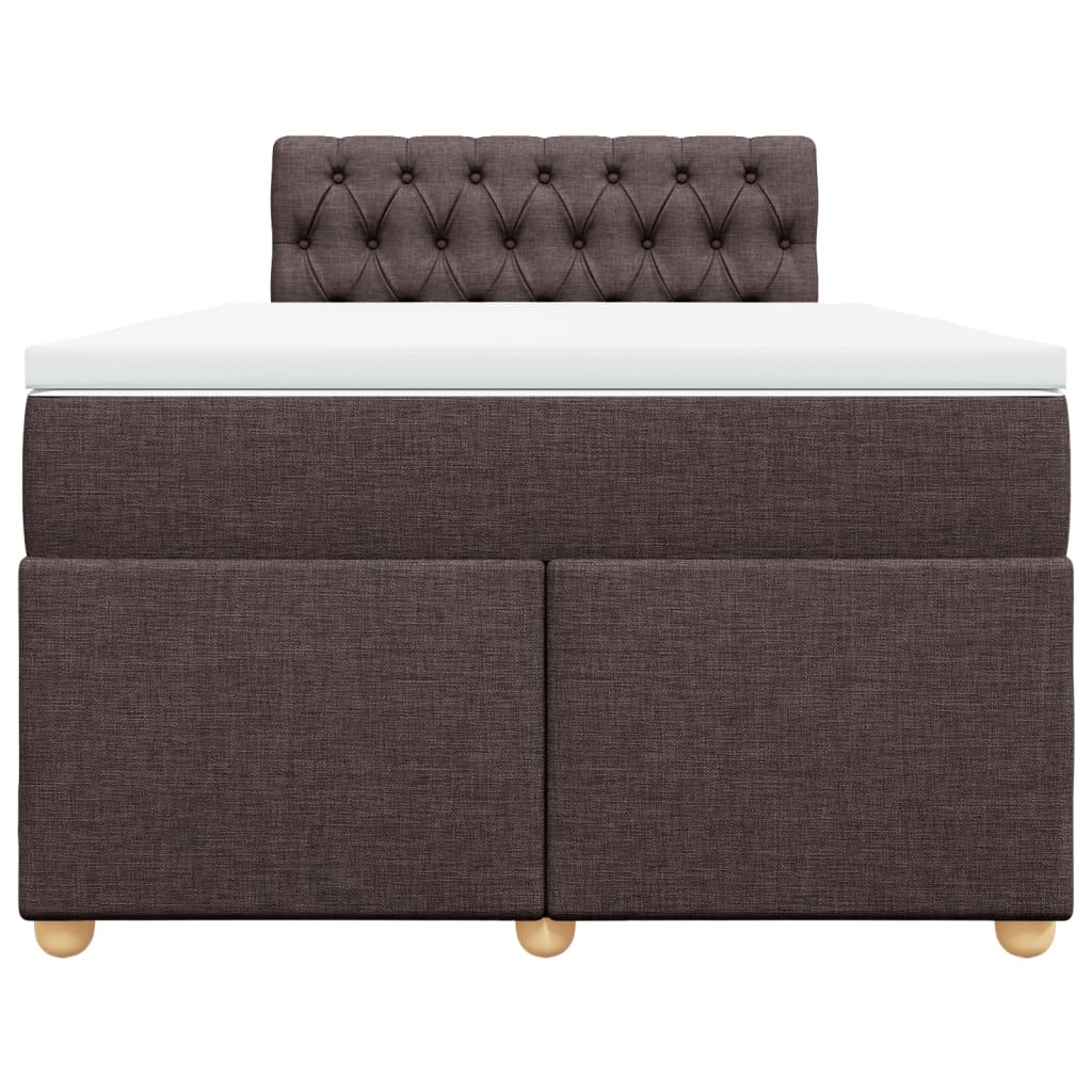 Κρεβάτι Boxspring με Στρώμα Σκούρο Καφέ 120x200 εκ. Υφασμάτινο - Pakobazaar