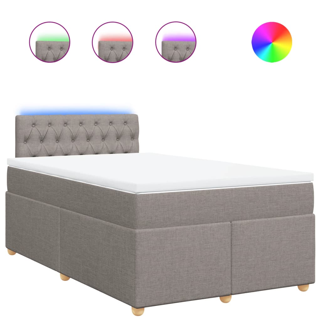 Κρεβάτι Boxspring με Στρώμα Taupe 120x200 εκ. Υφασμάτινο - Pakobazaar