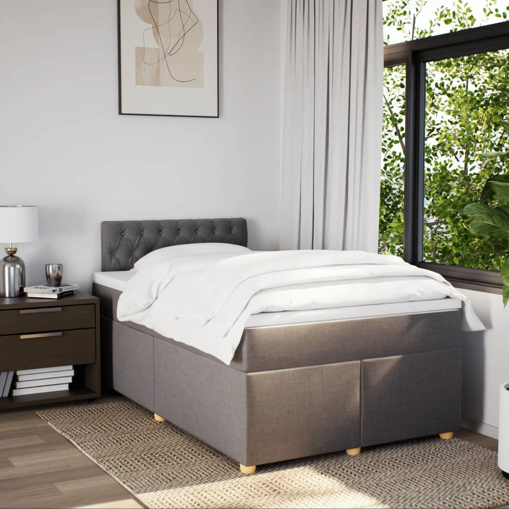 Κρεβάτι Boxspring με Στρώμα Taupe 120x200 εκ. Υφασμάτινο - Pakobazaar