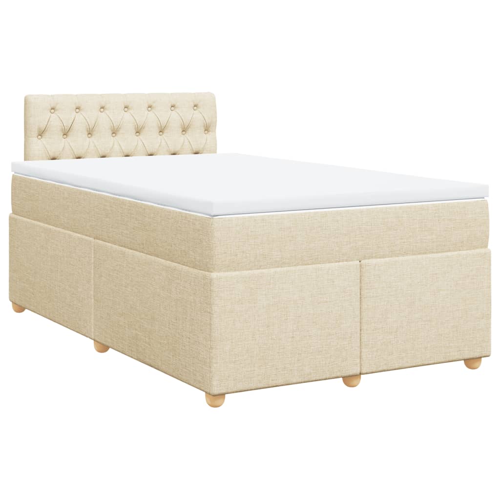 Κρεβάτι Boxspring με Στρώμα Κρεμ 120x200 εκ. Υφασμάτινο - Pakobazaar