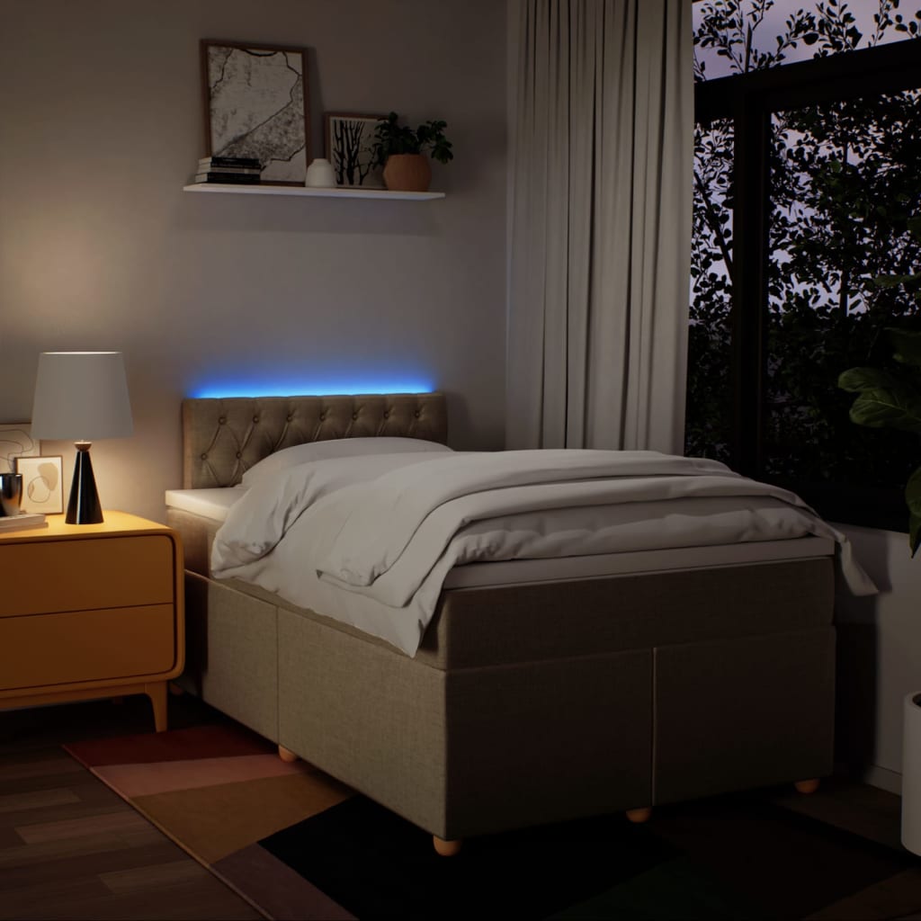 Κρεβάτι Boxspring με Στρώμα Κρεμ 120x200 εκ. Υφασμάτινο - Pakobazaar