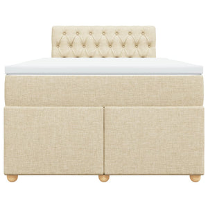 Κρεβάτι Boxspring με Στρώμα Κρεμ 120x200 εκ. Υφασμάτινο - Pakobazaar