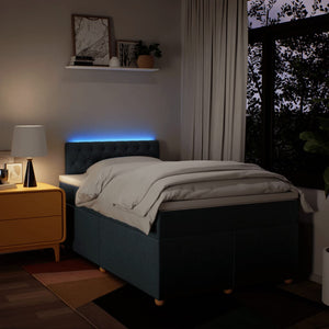 Κρεβάτι Boxspring με Στρώμα Μπλε 120x200 εκ. Υφασμάτινο - Pakobazaar