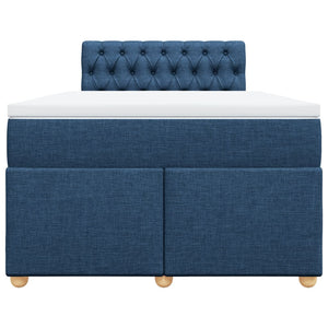 Κρεβάτι Boxspring με Στρώμα Μπλε 120x200 εκ. Υφασμάτινο - Pakobazaar