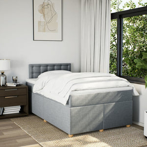 Κρεβάτι Boxspring με Στρώμα Ανοιχτό Γκρι 120x200 εκ. Υφασμάτινο - Pakobazaar