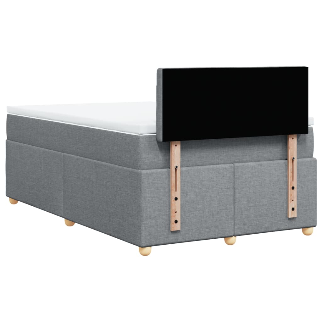 Κρεβάτι Boxspring με Στρώμα Ανοιχτό Γκρι 120x200 εκ. Υφασμάτινο - Pakobazaar
