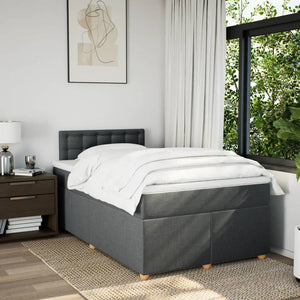Κρεβάτι Boxspring με Στρώμα Σκούρο Γκρι 120x200 εκ. Υφασμάτινο - Pakobazaar