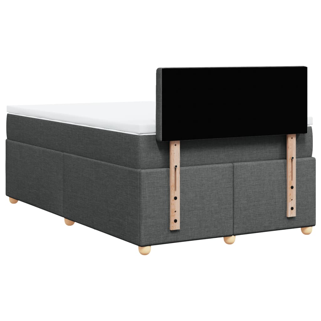Κρεβάτι Boxspring με Στρώμα Σκούρο Γκρι 120x200 εκ. Υφασμάτινο - Pakobazaar