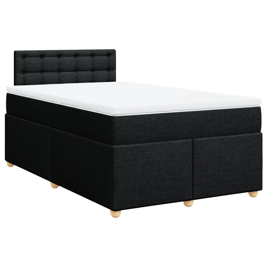 Κρεβάτι Boxspring με Στρώμα Μαύρο 120x200 εκ. Υφασμάτινο - Pakobazaar