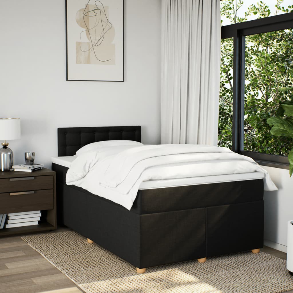 Κρεβάτι Boxspring με Στρώμα Μαύρο 120x200 εκ. Υφασμάτινο - Pakobazaar
