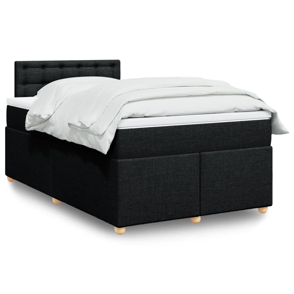 Κρεβάτι Boxspring με Στρώμα Μαύρο 120x200 εκ. Υφασμάτινο - Pakobazaar