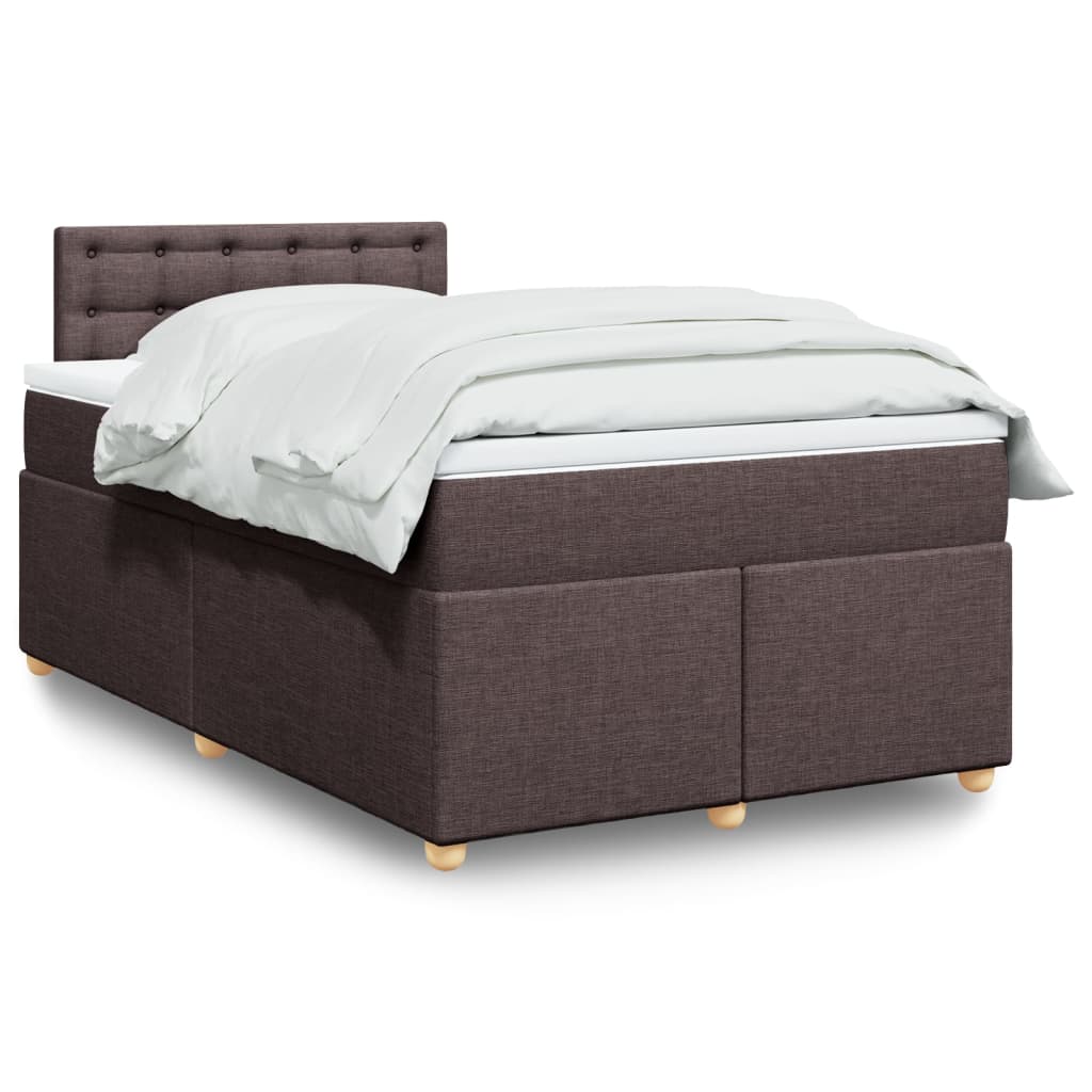 Κρεβάτι Boxspring με Στρώμα Σκούρο Καφέ 120x200 εκ. Υφασμάτινο - Pakobazaar