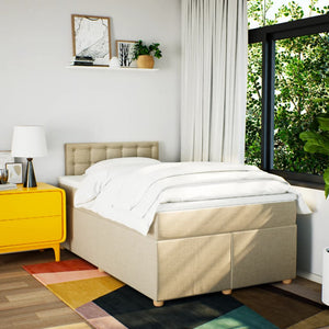 Κρεβάτι Boxspring με Στρώμα Κρεμ 120x200 εκ. Υφασμάτινο - Pakobazaar