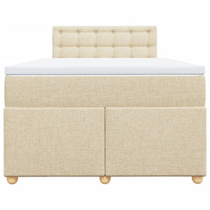 Κρεβάτι Boxspring με Στρώμα Κρεμ 120x200 εκ. Υφασμάτινο - Pakobazaar