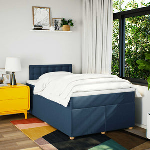 Κρεβάτι Boxspring με Στρώμα Μπλε 120x200 εκ. Υφασμάτινο - Pakobazaar