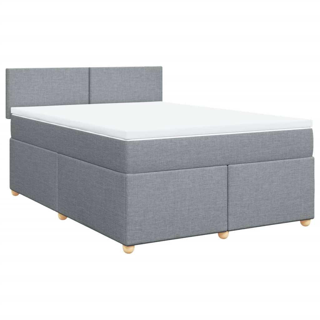 Κρεβάτι Boxspring με Στρώμα Ανοιχτό Γκρι 140x190 εκ. Υφασμάτινο - Pakobazaar