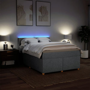Κρεβάτι Boxspring με Στρώμα Ανοιχτό Γκρι 140x190 εκ. Υφασμάτινο - Pakobazaar