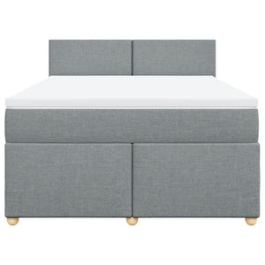 Κρεβάτι Boxspring με Στρώμα Ανοιχτό Γκρι 140x190 εκ. Υφασμάτινο - Pakobazaar