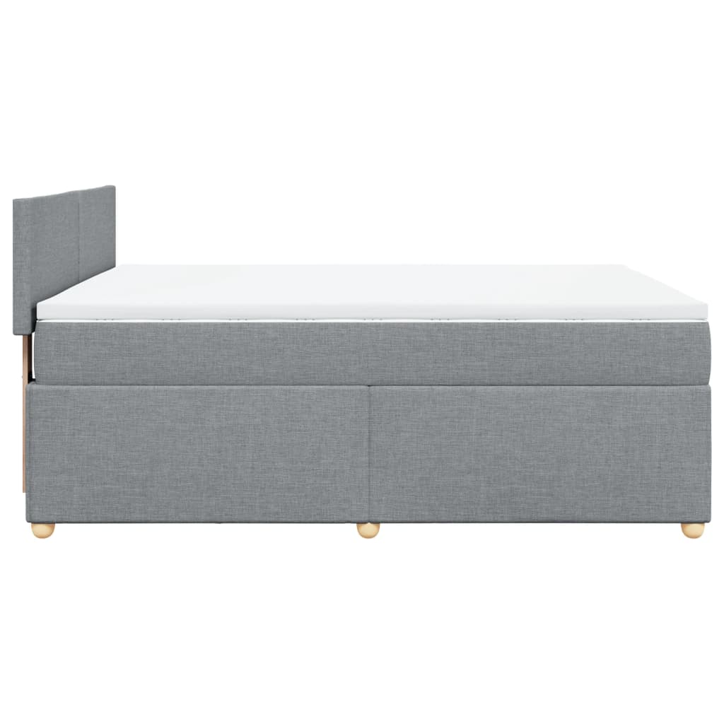 Κρεβάτι Boxspring με Στρώμα Ανοιχτό Γκρι 140x190 εκ. Υφασμάτινο - Pakobazaar