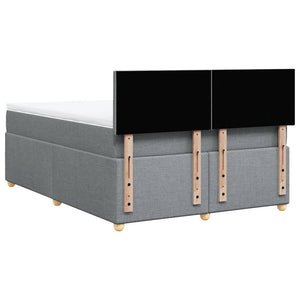 Κρεβάτι Boxspring με Στρώμα Ανοιχτό Γκρι 140x190 εκ. Υφασμάτινο - Pakobazaar