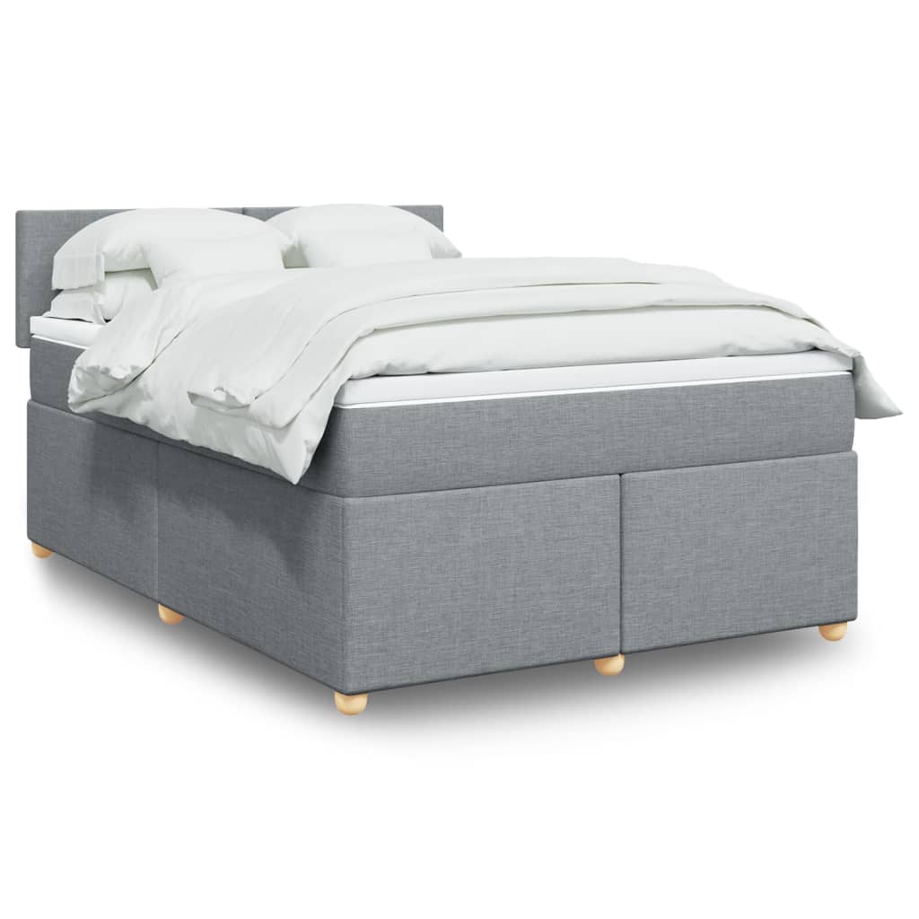 Κρεβάτι Boxspring με Στρώμα Ανοιχτό Γκρι 140x190 εκ. Υφασμάτινο - Pakobazaar