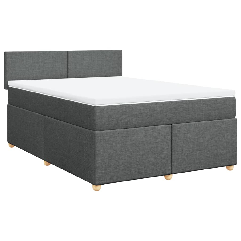 Κρεβάτι Boxspring με Στρώμα Σκούρο Γκρι 140x190 εκ. Υφασμάτινο - Pakobazaar