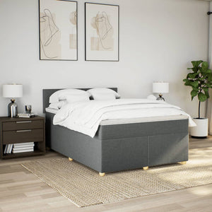 Κρεβάτι Boxspring με Στρώμα Σκούρο Γκρι 140x190 εκ. Υφασμάτινο - Pakobazaar